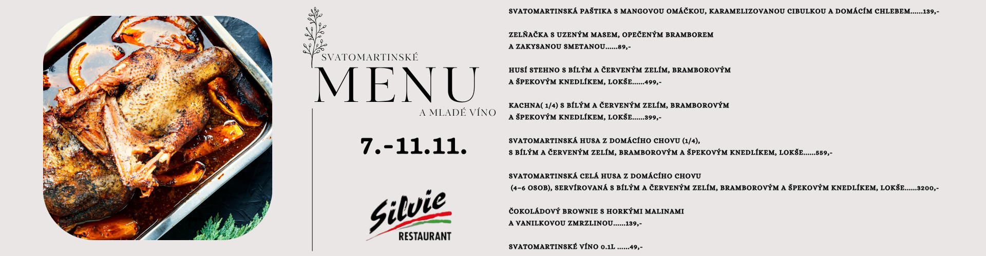 Svatomartinské menu & mladé víno ?? Od 7.–11.11. u nás! Rezervuj si stůl.